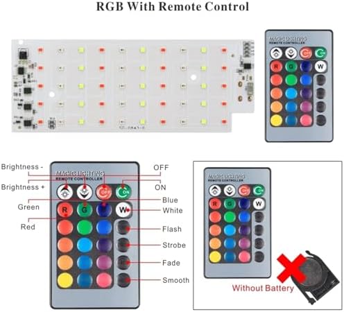 2-Pack 50W RGB LED Floodlight Chip, SMD2835 AC 220V, Color Changing Light Beads for Outdoor Spotlights & DIY Lighting(Blue LED Chip) - Image 6