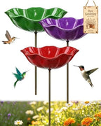 Handmade Metal Flower Garden Stakes Bird Bath, Bee Watering Station Butterfly Feeder with Colorful Flower Design Pollinator Hummingbird Water Bowl Puddler with Stand for Outdoor Yard Decor(Set 8) by Unknown
