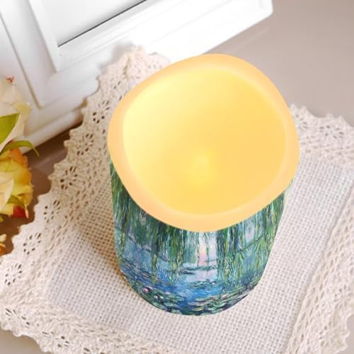 Claude Monet Poster LED Flameless Candles with Realistic Flickering Flame Battery Operated Outdoor Pillar Candles (4 Pack) Decorative Lighting for Patio Yard Garden & Porch Decor - Image 6