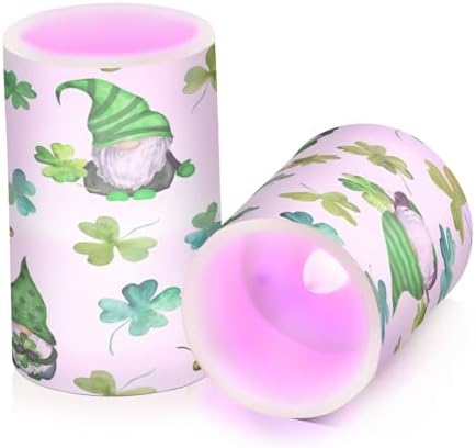 YETTASBIN St.Patrick's Day Gnome Flameless Candles with Remote Control and Timer, Adjustable Brightness Long Lasting Battery Operated LED Pillar Candles for Indoor Outdoor Party Home Decor, 2 Pack - Image 2