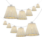 JONATHAN Y Payton 10-Light Faux-Rattan Outdoor String Lights, White by JONATHANY