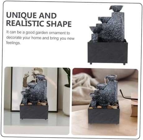 Small Resin Tabletop Water Fountain for Home Office Decor, Portable - Image 4