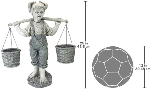 Design Toscano Flowers for Felicity Little Girl Garden Statue with Basket Planters, Medium, 25 Inches Tall, Cast Stone Resin, Two Tone Stone Finish - Image 5