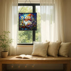 Daisy Crown Gnome Stained Glass Suncatcher – Square Hanging Window Panel for Home or Greenhouse – Whimsical Glass Art Gift for Garden Lovers, Christmas, Halloween, Father Days jgOO6e - Image 7