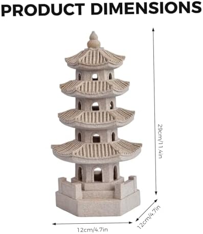 Pagoda Garden Statue Solar Powered Pagoda Lantern Resin Outdoor Zen Japanese Garden Decor for Balcony, Patio, Porch, Yard 11.4x4.7x4.7 inch Khaki, Décoration de Jardin - Image 5