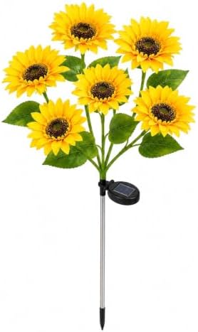 Solar Sunflower Stake Light, Yellow Outdoor Garden Accent Lamp by Unknown