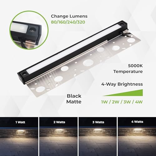 LUMENGY 12 Inch LED Hardscape Light, 1 to 4 Watt Dimmable, 5000K Daylight, 12V, Easy Replaceable Feature, Includes 3 Mounting Plates for Outdoor Paver Steps and Retaining Walls, Black - Image 2