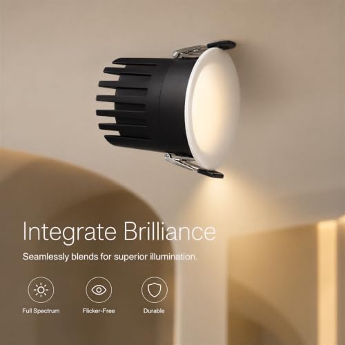 2 Pcs 3 Inch LED Recessed Light, 12W 4000K Full Spectrum CRI 98 Dimmable, 3.0 in Cutout Trimless Canless Lamp for Living Room Kitchen, Frameless Aluminum Recessed Ceiling Spotlight - Image 5