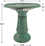 Arcadia Garden Products BB04 Fiberclay Bird Bath Outdoor Garden Decor, Antique Vintage Weather Resistant Water Bowl for Backyard and Patio and, 20-inch Tall, Green - Image 7
