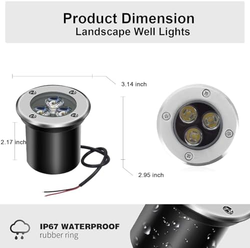 Low Voltage In-ground Lights LED Well Light Landscape Light with Connectors 3W 12V 24V Waterproof IP67 Pathway Lights Outdoor spotlights Trees Flags for Garden,Yard,Tree (Cool White) - Image 2