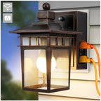 Porch Light with GFCI Outlet, 2 Pack Dusk to Dawn Outdoor Wall Lights by APOTO