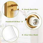 VerRon Wall Sconces Set of 2 with Double Clear Glass Shade for Bathroom - Image 3