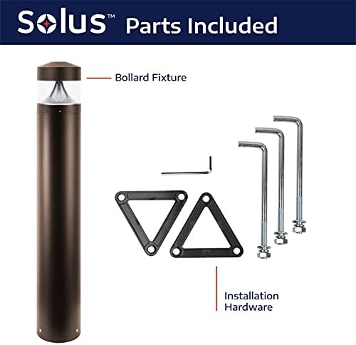 Solus Round LED Bollard Path Light – 10W Integrated LED, 937 Lumens, 4000K – Modern Outdoor Walkway Light, ETL Listed, Black or Bronze (Bronze, Single) - Image 5