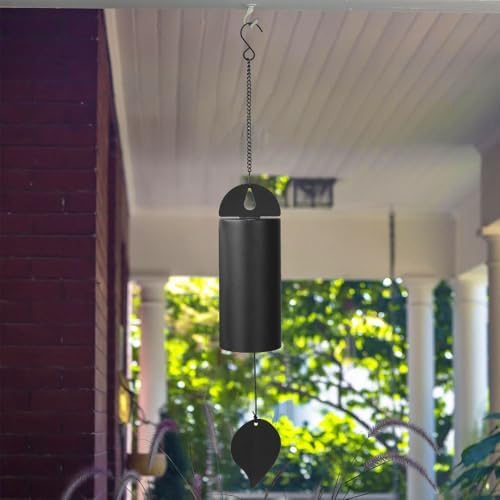 Cast Iron Wind Chime, Deep Tone Bell with Leaf Pendant Waterproof Memorial Single Tube Windbell for Garden Yard Outdoor - Image 7