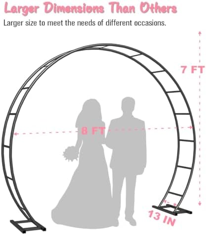 Queension Metal Arch Backdrop Stand 8Ft Wide 7Ft High, Wedding Arch Frame for Wedding Decorations, Balloon Arch Stand with Base for Ceremony, Outdoor Garden Arch Trellis for Climbing Plants, Black - Image 2