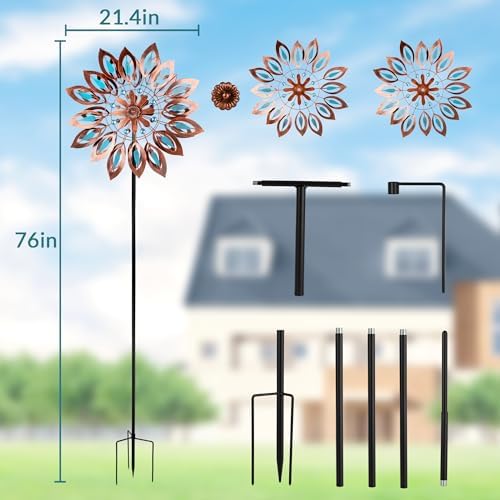 Wind Spinners for Outdoor Yard Decor, 360 Degrees Swivel Large Outdoor Metal Wind Spinner, 76" Wind Sculptures Garden Decor for Patio Lawn Yard - Image 2