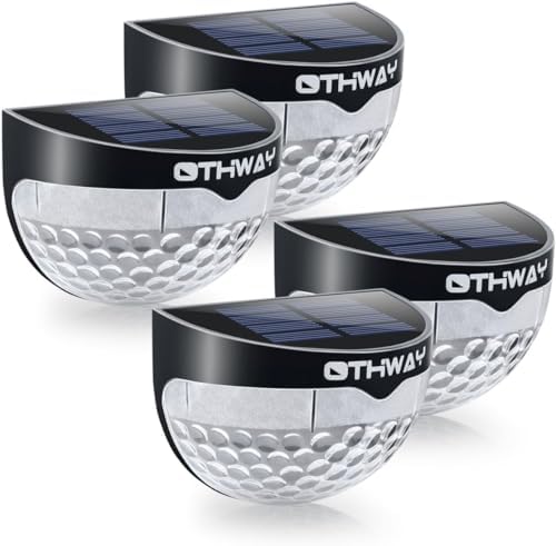 OTHWAY Solar Fence Post Lights Wall Mount Decorative Deck Lighting (Black, 4 Packs) by OTHWAY
