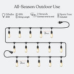 Brightech Ambience Pro Incandescent Outdoor String Lights - 48 Ft Dimmable Patio Light - 40W Commercial Waterproof Porch String Lights for Outside, Backyard - 15 Vintage Filament Bulbs, Warm White - Image 3
