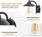LUTEC 2 Pack Dusk to Dawn Outdoor Indoor Exterior Light Fixture, Farmhouse Barn Wall Sconce, Matte Black Finish Anti-Rust Wall Mount Light, Waterproof Wall lamp with Clear Glass for Porch, Patio - Image 2