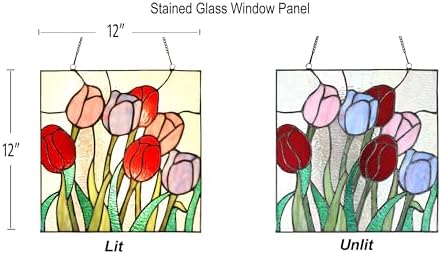 PA0004 Stained Glass Hanging Panel-12 Wx12 H Window Suncatcher Tiffany Style Window Ornament,Tulip Home Hanging Decorations - Image 4