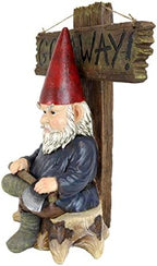 Ebros Gift Whimsical Grumpy Grinchy Rude Old Mr Gnome Dwarf Holding Axe with Welcome or Go Away Plank Sign Statue Garden Patio Outdoor Poolside Magical Gnomes Decorative Figurine - Image 3