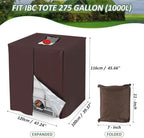 MECCANIXITY Zipper IBC Tote Cover 275 Gallon, 420D Heavy Oxford Waterproof Sunshade Rain Barrel Water Tank Protective Cover for 1000L Outdoor Garden, (39.37 x 47.24 x 45.66 Inch, Brown) - Image 2