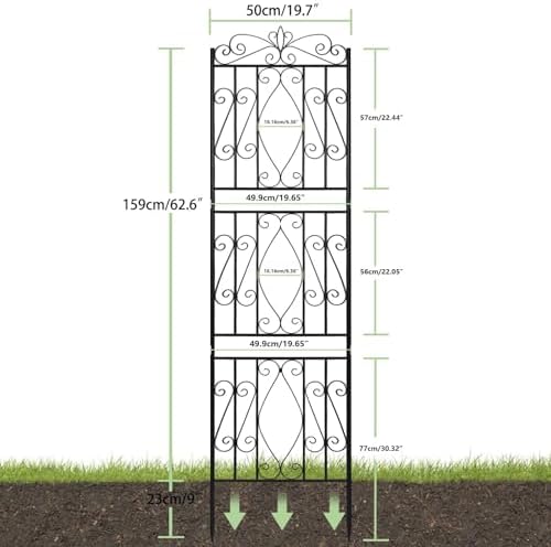 unho 2 Pack 71.6x20in Iron Arch Garden Trellis with Black Metal - Image 2
