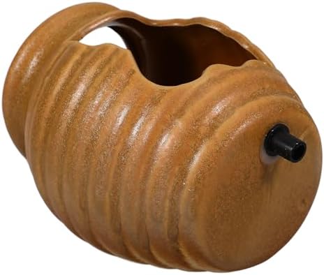 Pond Spitter Ceramic Jug Water Fountain Garden Outdoor Water Feature Planter Plant Flower Pot Jar Fish Tank Cave Waterfall Backyard Water Feature Outside Decoration Hydroponic Vase (Light Brown) - Image 4