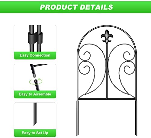 Decorative Garden Fence 19 Pack, 24in(H) x 20ft(L) Animal Barrier Fence, Rustproof Metal Fencing for Yard, Dog Rabbits Wire Section Garden Edging Border for Yard Patio Garden, Arched - Image 3
