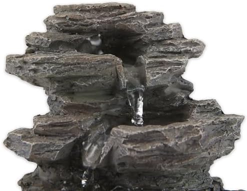 Zingz & Thingz Zen Collection Resin Tabletop LED Water Fountain, Tiered Rock, 5.25x5.25x7 - Image 3
