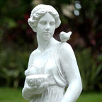Outdoor Statue with Birdbath Bird Bath Bowl, Nymph Sculpture Goddess of Greek Mythology Roman Style for Patio Yard Lawn Porch Decor, Grey (Nymph) - Image 2