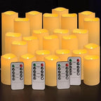 YOROXRG Set of 24 Waterproof Outdoor Flameless Candles, LED Candles with 4 Remote and Timer,(H 4" 5" 6" x D 2.2"),for Christmas,Halloween,Wedding,Festival by YOROXRG