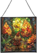 Gnome in Pinecone Forest Stained Glass Suncatcher – Square Hanging Window Panel for Home or Greenhouse – Whimsical Glass Art Gift for Garden Lovers, Christmas, Halloween, Father Days 0j5Gb5 by Custom