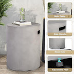 2-Piece Outdoor Propane Fire Pit Table Set w/Tank Cover Table, 31.5-inch 50,000 BTU Bowl Concrete Firepit SUS201 Round Burner with Steel Lid, Lava Rocks, Rain Cover… - Image 4