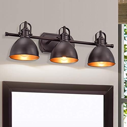 3 Bulb Vanity Light Fixture Vintage, Oil Rubbed Bronze Modern Bathroom Lighting Over Mirror, Rustic Metal Wall Sconce for Bathroom, Bedroom - Image 3