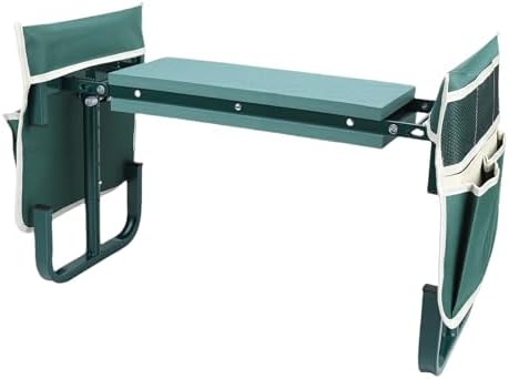 Tnfeeon Upgraded Wide Garden Kneeler and Seat with 2 Tool Pouches, Workseats 2 Tool Pouches, 10.6 Inch Width Foldable Stool Bench Kneeling Sitting Support 400 Lbs Gardeners Seniors (Green) - Image 3