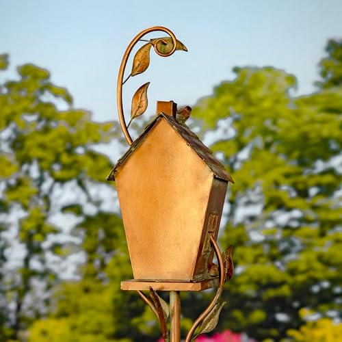 Copper Colored Fancy Design Birdhouse Garden Stakes (Stretched Classic House Shape) - Image 7