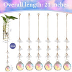 6 Pcs Plant Propagation Station Colorful Crystal Suncatcher, Handmade Boho Rooting Vase, Hanging Window Plant Propagator Stations Suncatcher with Chain Pendant Ornament Balls (Flower) - Image 3