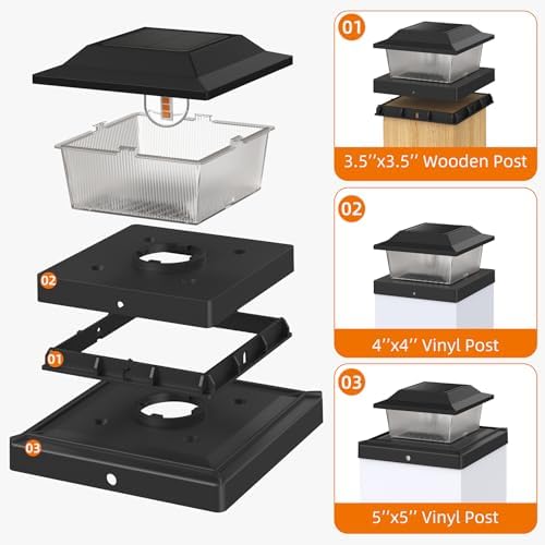 Solar Post Cap Lights, Black, 4x4/5x5, 18-Pack - Image 4