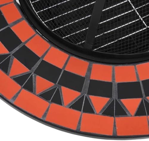 Mosaic Fire Pit Table, Ceramic & Steel Wood Burning Bowl, 26.8 - Image 7