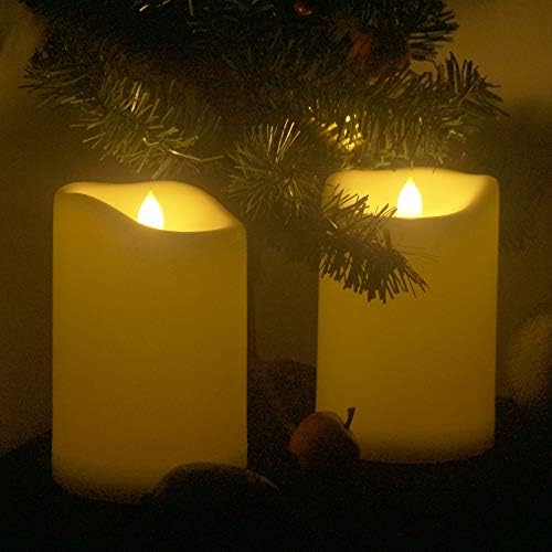 Large Outdoor Battery Operated Flameless Candles Remote 4”x6” 2 PCS Ivory - Image 2