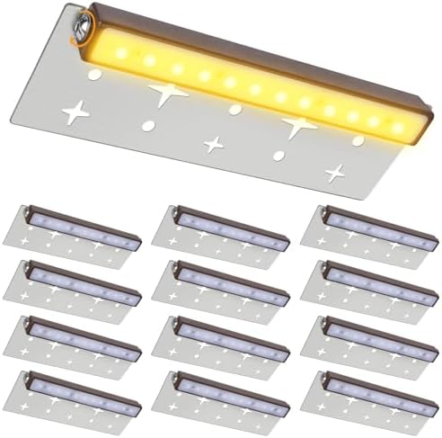 Retaining Wall Lights,12 Pack 7 Inch LED Hardscape Lighting,12-36V 2.5W Low Voltage Fence Lights,Outdoor Step Lights with IP67 Waterproof 2700K Warm Light by EXPREASYLIGHTING