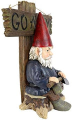 Ebros Gift Whimsical Grumpy Grinchy Rude Old Mr Gnome Dwarf Holding Axe with Welcome or Go Away Plank Sign Statue Garden Patio Outdoor Poolside Magical Gnomes Decorative Figurine - Image 4