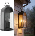 17" Outdoor Wall Lights 2-Light Lantern Black Exterior Lighting Fixtures by LPRZSG
