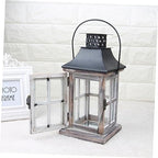 Vintage Wooden Wall Hanging Candle Lantern Iron Holder for Veranda Terrace - Image 2