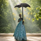 Solar Fairy Garden Statue: Outdoor Figurine with Umbrella Lights by welcometoAcgarten