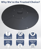 20" Round Fire Pit Lid Fits for Bonfire Pits up to 18", Metal Cover with Handle, All-Weather Resistance Outdoor Firepit Accessory, Smokeless Fire Pit Cover for Fire Tables - Image 4