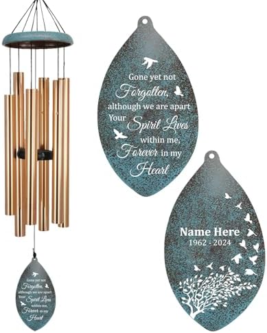 Sympathy Wind Chimes Personalized, 36inch in Loving Memory Wind Chimes, Memorial Gifts for Loss of Loved Mom/Dad, Windchime for Funeral Outdoor by ExtrabilyOfficial