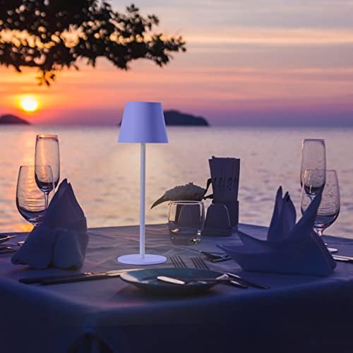Maksone 2 Pack LED Cordless Table Lamp, 6600mWh Rechargeable Battery Desk Lamp, 3000K Stepless Dimming Night Light, IP54 Waterproof Metal Outdoor Portable Lamp for Camping, Restaurant (White) - Image 6