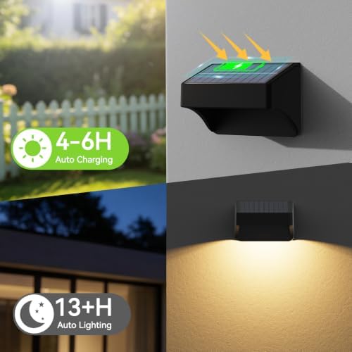 ZCXLIGHT Solar Fence Lights Outdoor, 12 Pack Fence Solar Lights Outdoor with Remote Control Long Lasting, Ultra Bright IP65 Waterproof LED Solar Wall Lights for Fence Deck Step (12) - Image 4